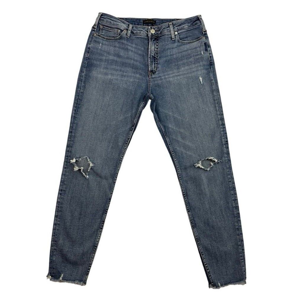 Silver High Note Skinny Jeans Womens 33X27 Blue High Rise Medium Wash